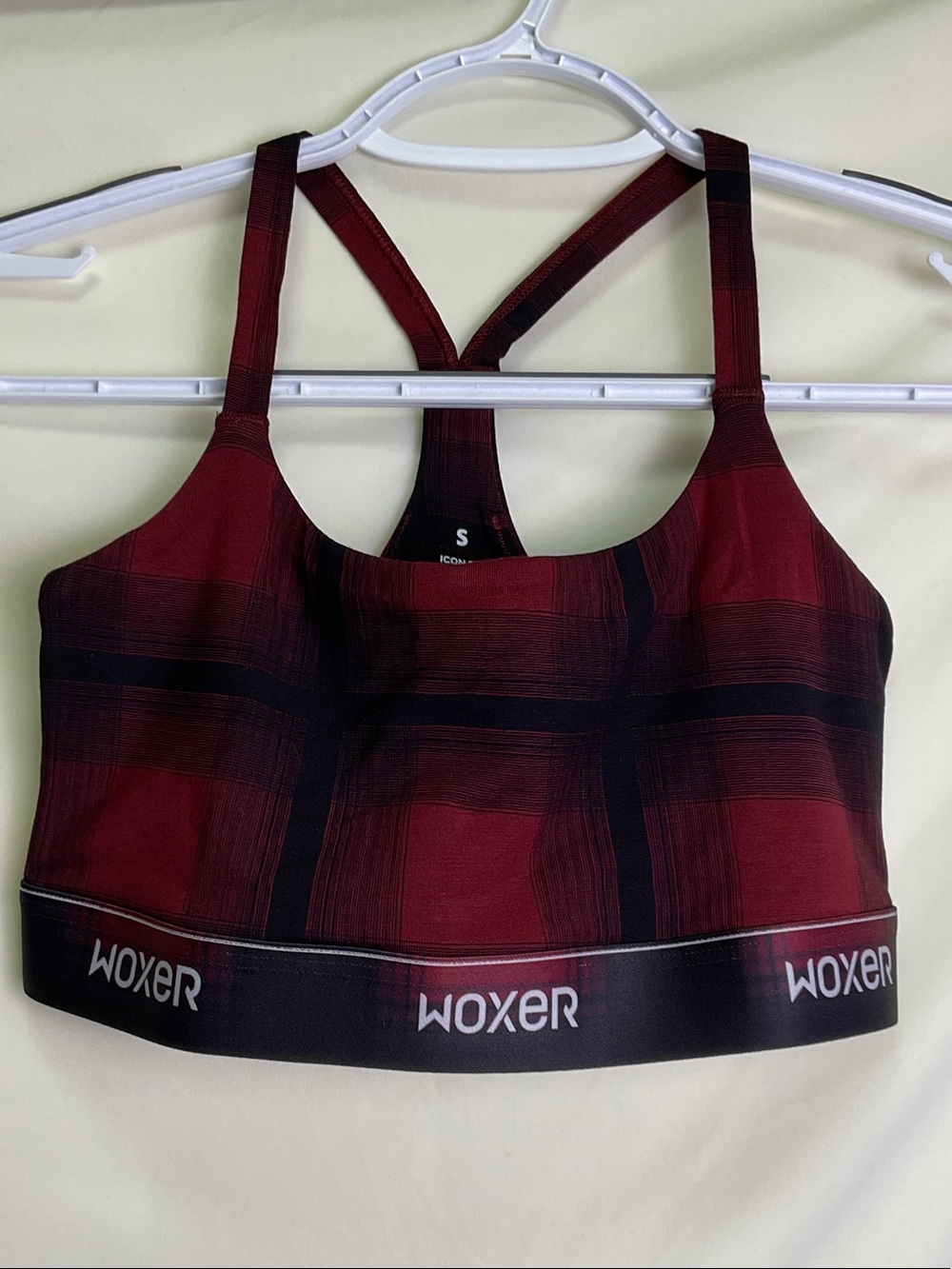 Woxer Icon 2.0 Slim Strap Bralette with Medium Support - Cabernet Check